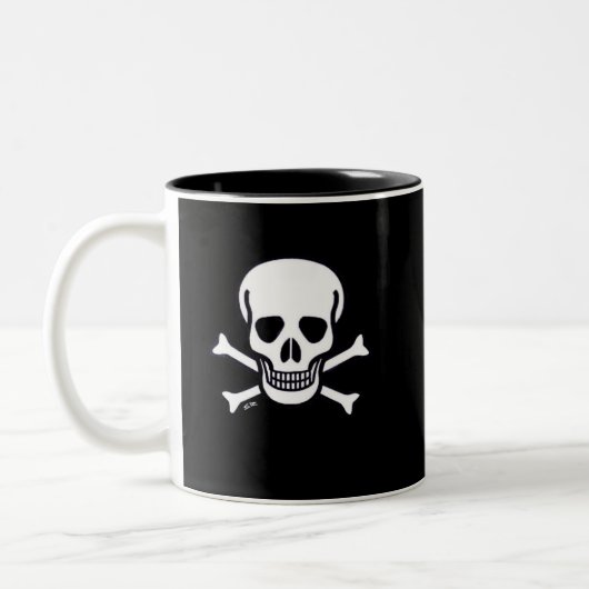 Skull n Bones Black 2-Tönige rechte Kaffee Tasse (Links)