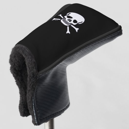 Skull n Bones Black Golf Club Abdeckung Headcover (3/4 Vorderseite)