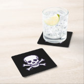 Skull n Bones Black Paper Drink Coaster Rechteckiger Pappuntersetzer (Vor Ort)