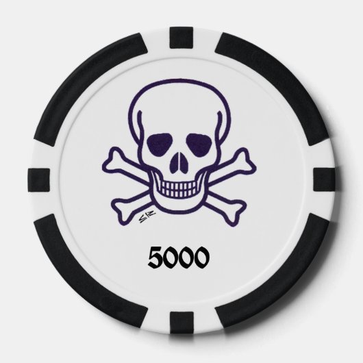 Skull-n-Bones-Chip 5000 gestreifter Poker Pokerchips (Vorderseite)
