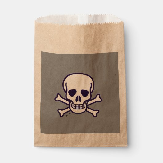 Skull n Bones gray kraft favor bags Geschenktütchen (Vorderseite)