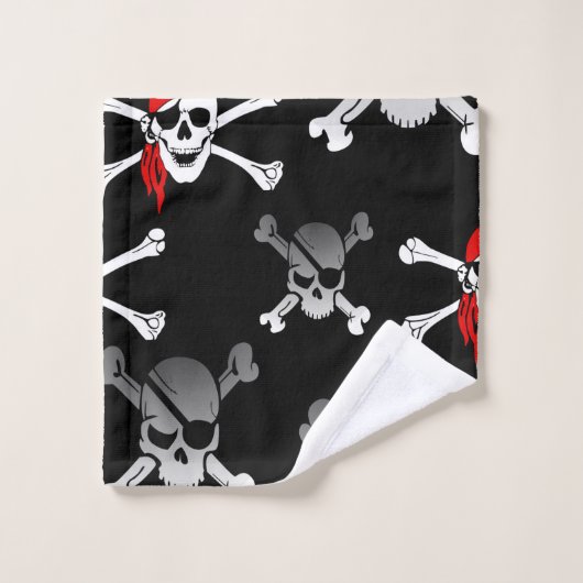 Skull n Bones Party Pirate Badetuch Set (Waschlappen)