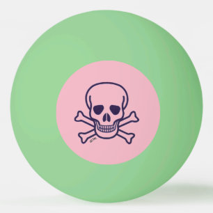 Skull n Bones Pink green glu 1 Stern Tischtennisba Tischtennisball