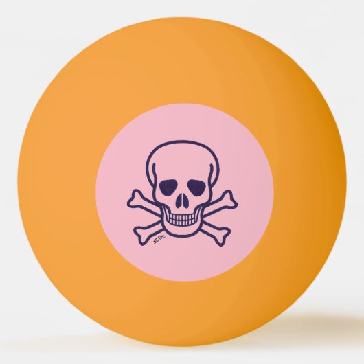 Skull n Bones Pink yello glu 1 Stern Tischtennisba Tischtennisball (Vorderseite)