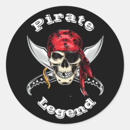 Skull n bones Pirate Legend Classic Round Sticker