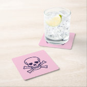 Skull n Bones rosa Papier trinken Bänder Rechteckiger Pappuntersetzer (Vor Ort)