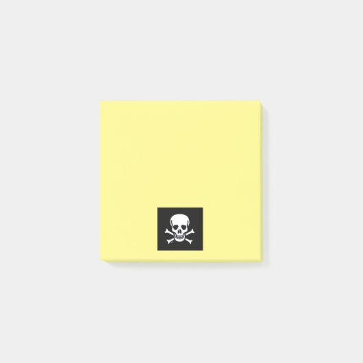 Skull n Bones Schwarz Gelbe Notizblöcke Post-it Klebezettel (Vorderseite)