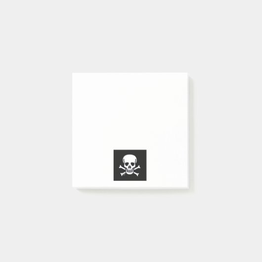 Skull n Bones Schwarz-weiße Notizblöcke Post-it Klebezettel (Vorderseite)