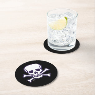Skull n Bones schwarzes, rundes Papier trinken Coa Runder Pappuntersetzer