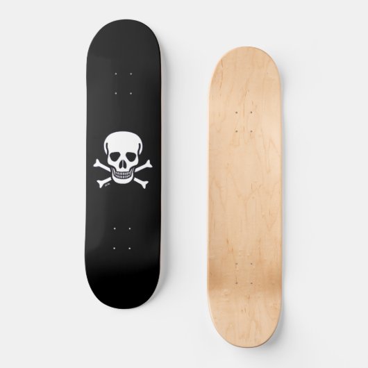Skull n Bones Schwarzes Skateboard (Vorderseite)