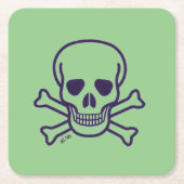 Skull n Knochen grünes Papier Quadrat trinken Coas Rechteckiger Pappuntersetzer (Vorderseite)