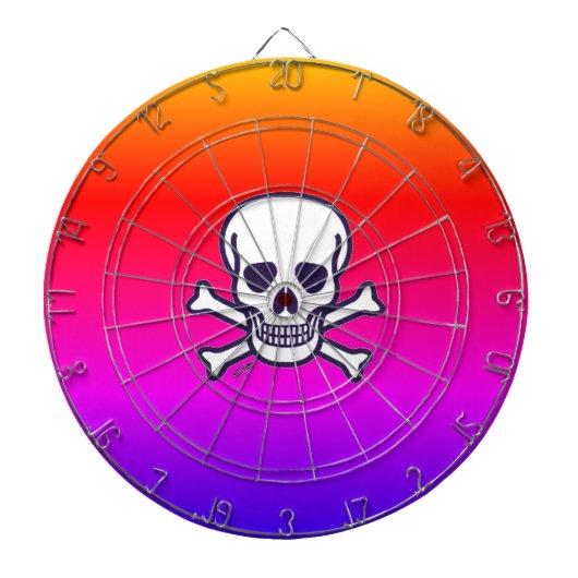 Skull n Knochen Neondartboard Dartscheibe (vorne)
