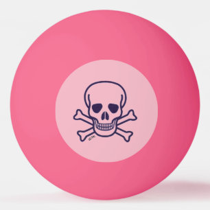Skull n Knochen Pink auf rosa 1 Sterne Tischtennis Tischtennisball