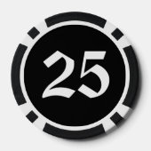 Skull n Knochen schwarz 25 gestreifter Poker Chip (Rückseite)