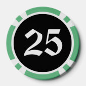 Skull n Knochen schwarz grün 25 gestreifter Poker Pokerchips (Rückseite)