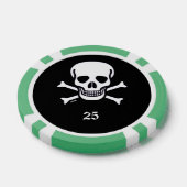 Skull n Knochen schwarz grün 25 gestreifter Poker  Pokerchips (Einzeln)