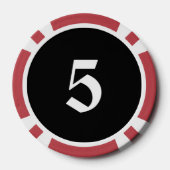 Skull n Knochen Schwarz rot 5 Streifen Poker Chip (Rückseite)