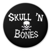 Skull n Knochen Schwarz w Keramik Knopf Keramikknauf (Vorderseite)