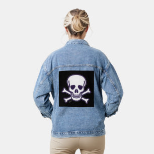 Skull n Knochen Schwarze Frauen Denim Jacke