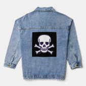 Skull n Knochen Schwarze Frauen Denim Jacke (Rückseite)