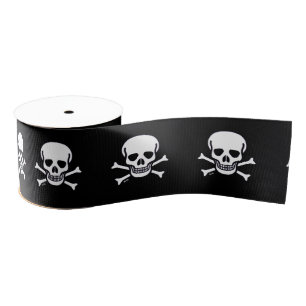 Skull n Knochen schwarzer Bandspool Ripsband
