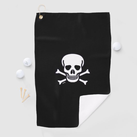 Skull n Knochen Schwarzes Golf Handtuch (Insitu)