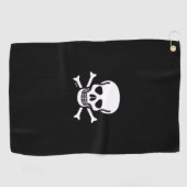 Skull n Knochen Schwarzes Golf Handtuch (Horizontal)