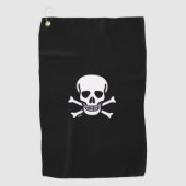 Skull n Knochen Schwarzes Golf Handtuch (Vorderseite)
