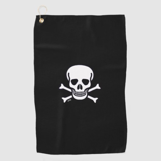 Skull n Knochen Schwarzes Golf Handtuch (Vorderseite)