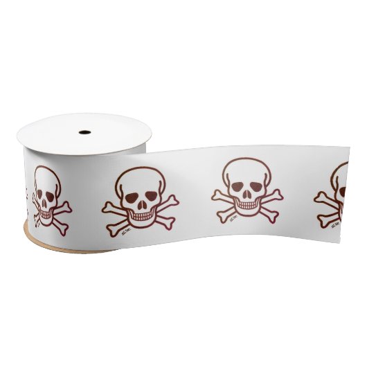 Skull n Knochen Sepia Bandspool Satinband (Spule)