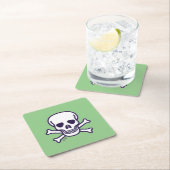 Skull n Knochen weißes grünes Papier sq trinken Bä Rechteckiger Pappuntersetzer (Vor Ort)