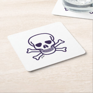 Skull n Knochen Weißpapier trinken Bänder Rechteckiger Pappuntersetzer