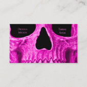 Skull Nah Up Gothic Neon Pink Black Tattoo Shop Visitenkarte (Vorderseite)