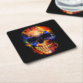 SKULL NEON PAINT ABSTRAKT RECHTECKIGER PAPPUNTERSETZER (angewinkelt)