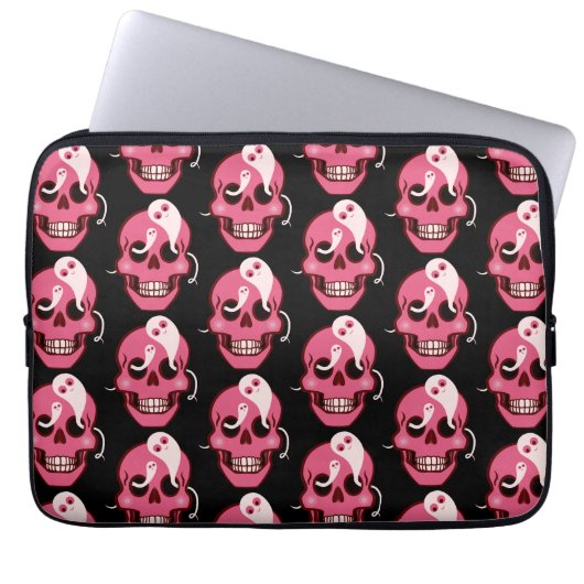 Skull Niedlich Goth Halloween Pattern Laptopschutzhülle (Vorderseite)