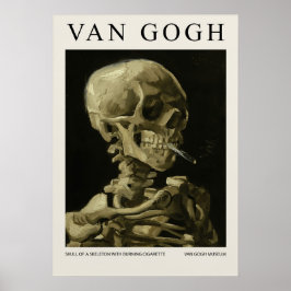 Skull Of A Skeleton With Burning Cigarette Blossom Poster