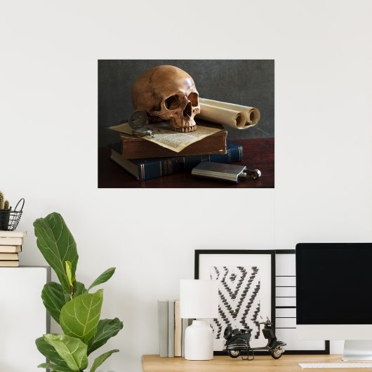 Skull on Books Poster (Heimbüro)