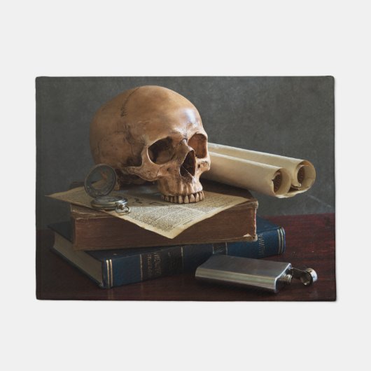 Skull on Books Türmatte (Vorderseite)