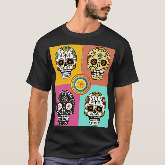 Skull On, mexikanische Coole Skulpturen  T-Shirt (Vorderseite)