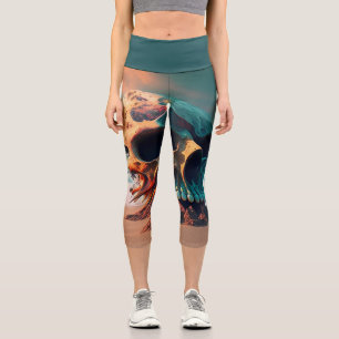 Skull on the beach capri leggings