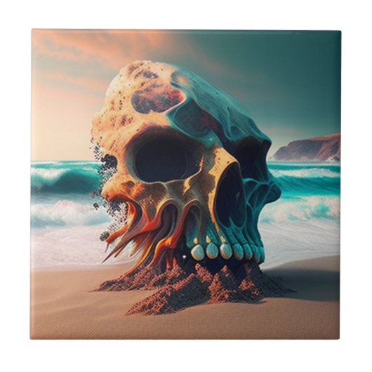 Skull on the Beach Fliese (Vorderseite)