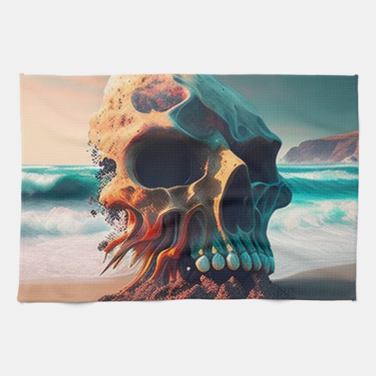 Skull on the beach geschirrtuch (Horizontal)