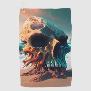 Skull on the beach golfhandtuch