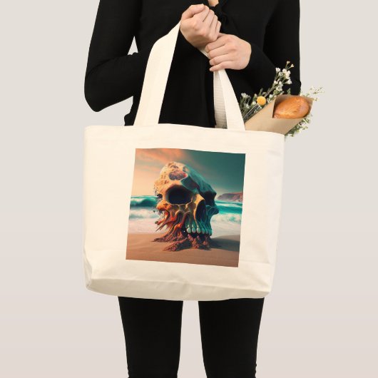 Skull on the Beach Jumbo Stoffbeutel (Vorderseite (Produkt))