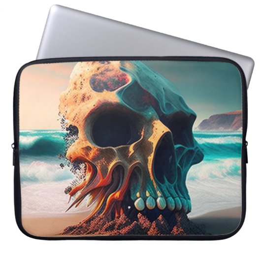 Skull on the beach laptopschutzhülle (Vorderseite)