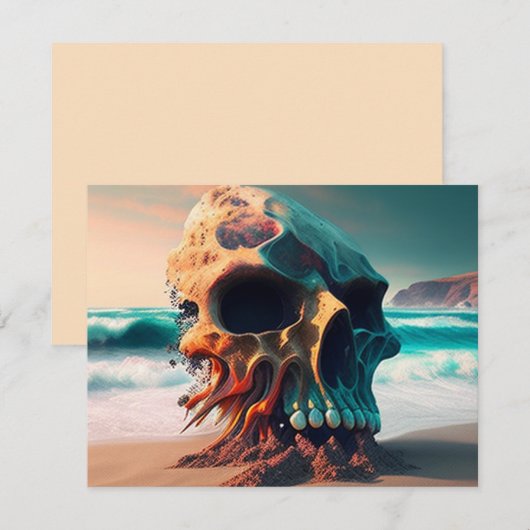 Skull on the Beach Mitteilungskarte (Vorne/Hinten)