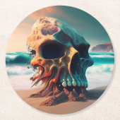 Skull on the Beach Runder Pappuntersetzer (Vorderseite)