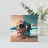 Skull on the beach save the date (Stehend Vorderseite)