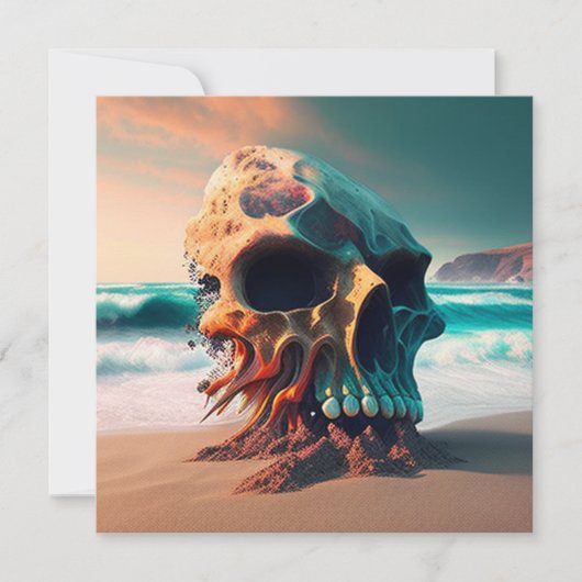 Skull on the beach save the date (Vorderseite)