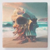 Skull on the Beach Steinuntersetzer (Vorderseite)